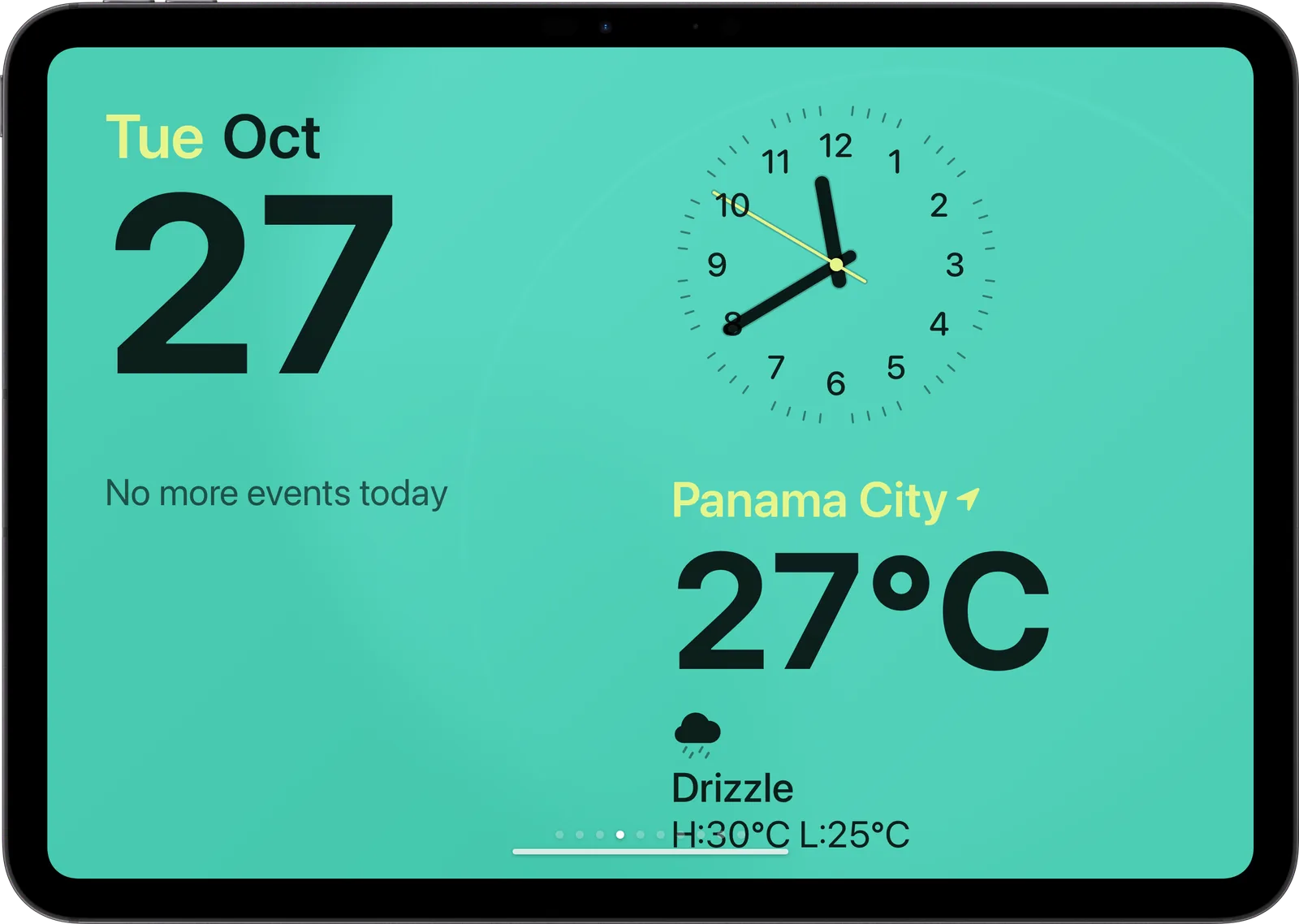 Today face: date, analog clock, next events and the weather